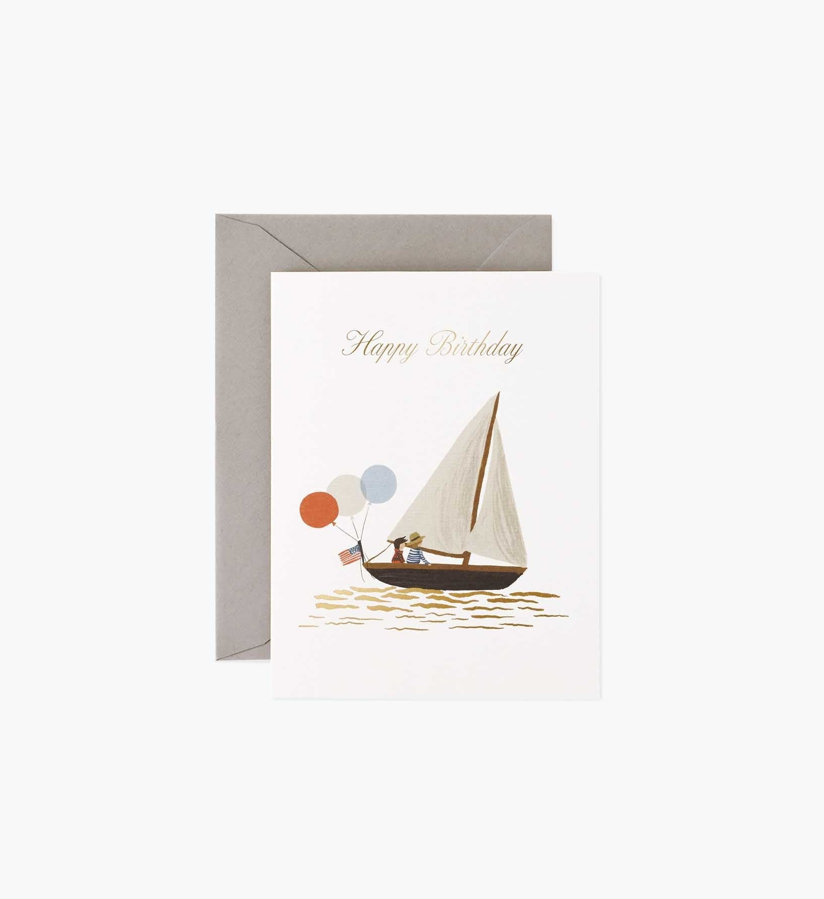 Sailboat Birthday Card - Single Card