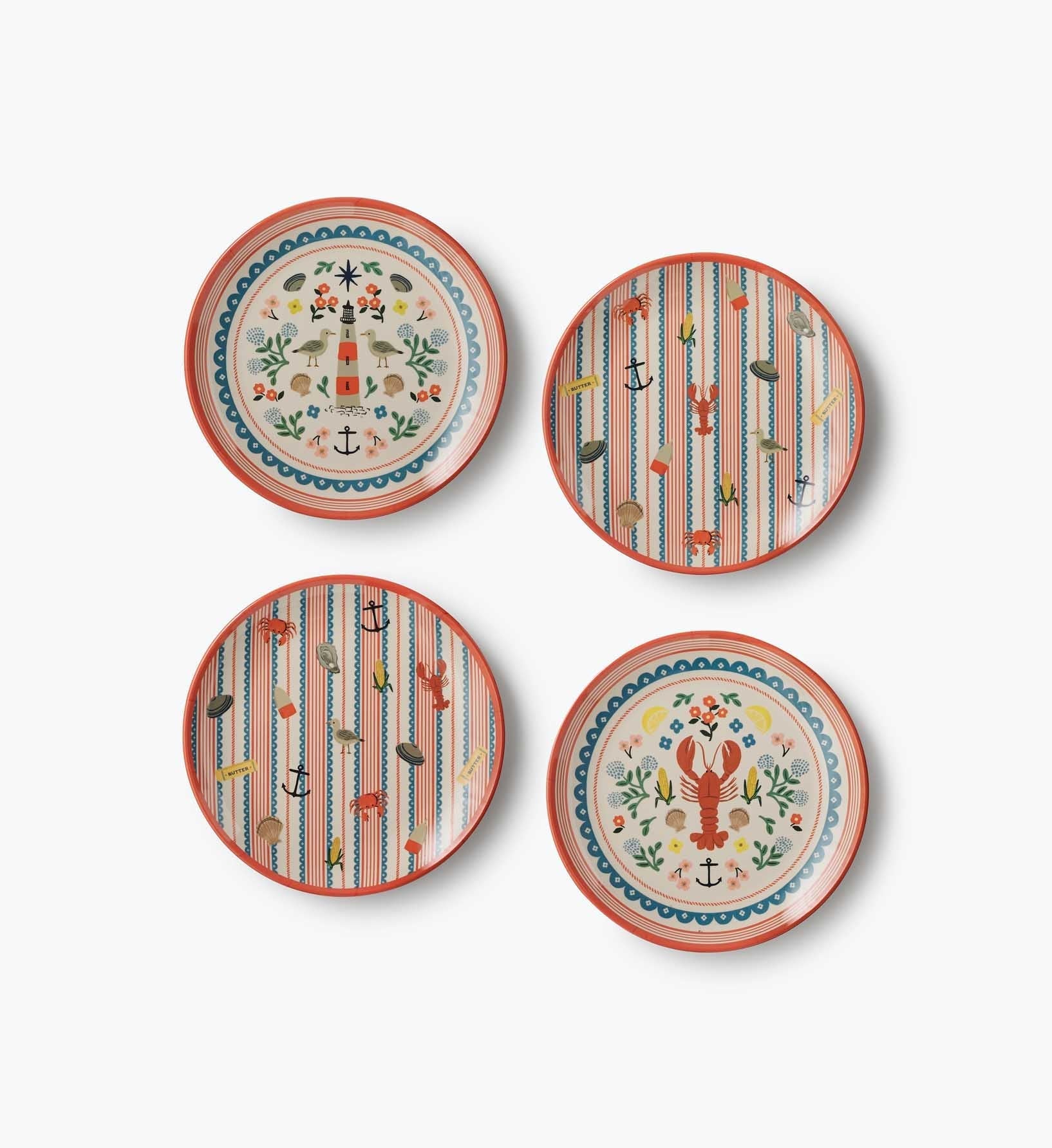 Melamine Assorted Dessert Plates - Seaside