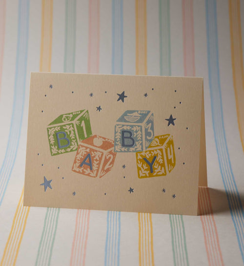 Classic Baby Blocks Baby Card - Single Card